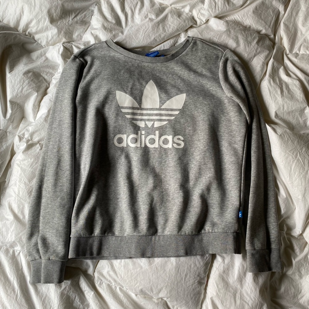 ADIDAS Pullover Crew Neck Logo Sweater Grey